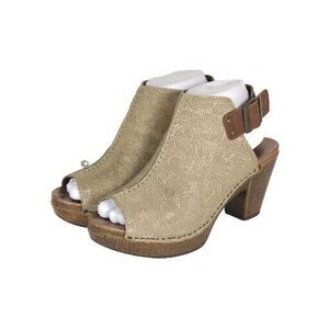 Dansko Women's Reggie US6-6,5 EU37 Taupe Tooled Leather Caged Slingback Sandals